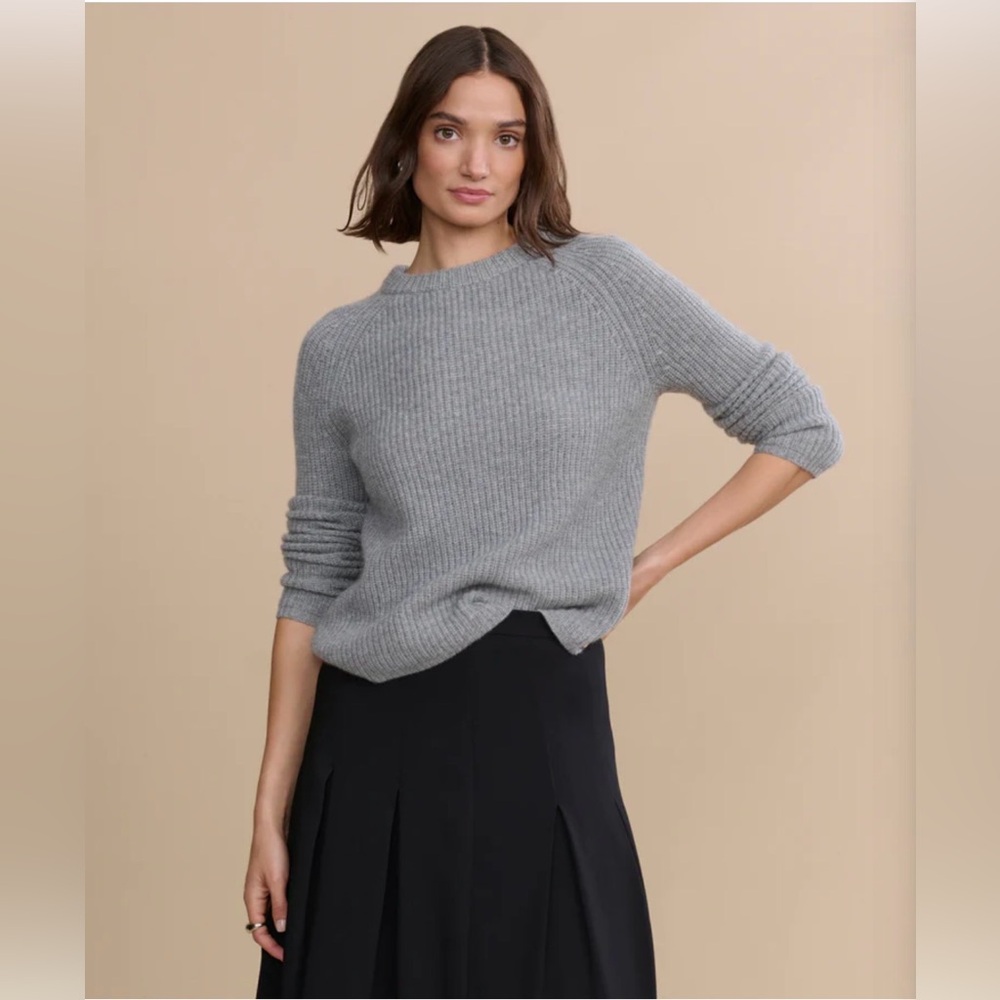 Jenni Kayne Womens Cashmere Fisherman Sweater Heather Grey Size Medium - Large - Picture 2 of 9